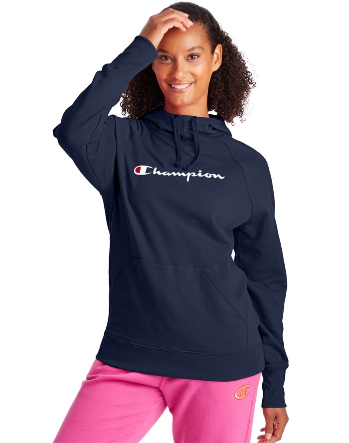 Sudadera Con Capucha Champion Mujer - Powerblend Fleece Script Logo ( Azul Marino ) 9706324-HJ